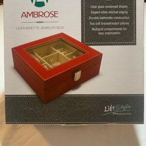 Red Leatherette Jewelry Box with some scuffs/nicks on the inside